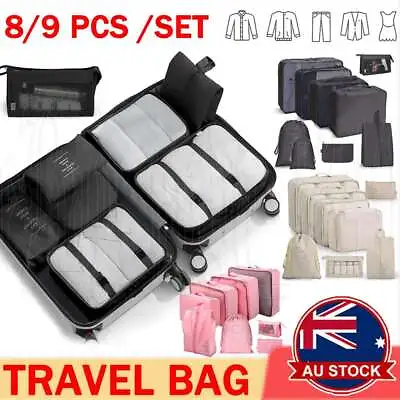 9PCS Packing Cubes Travel Pouches Luggage Organiser Clothes Suitcase Storage Bag • $15.45