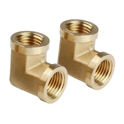 U.S. Solid 90 Degree Elbow Brass Fitting NPT 1/4  Female X 1/4  Female 2pcs • $9.19