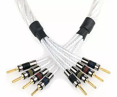 QED GENESIS Silver Spiral Bi-Wire 2×1m (Pair) Speaker Cable Terminated • $342.28