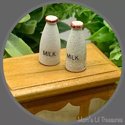 Dollhouse Miniature Wood Painted Milk Bottles Vintage • $4