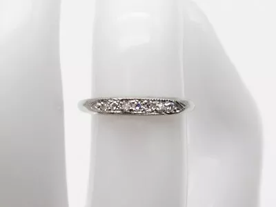 Vintage 1944 Signed 7 VS G Diamond Platinum Wedding Band Ring • $325