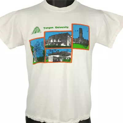 Vintage Yangon University T Shirt Mens Size Small 90s Kamayut Myanmar USA • $29.99