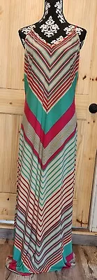 Eci New York Women's Size Large Colorful Striped  Spaghetti Strap Maxi Dress • $17.95