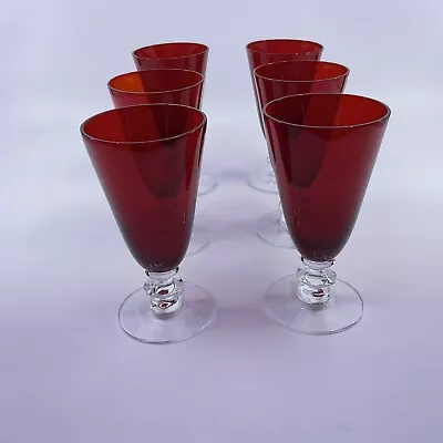 Set Of 6 Morgantown Radiant Ruby Footed Juice Tumblers 4 3/4” Tall • $60