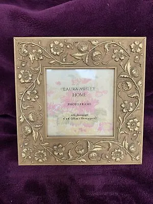 Laura Ashley Gold Square Photo Frame  For 4” X 4” Picture Scrolling Flower/ Leaf • £13.49