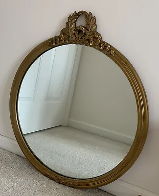 Large Round Vintage Decorative Accent Hanging Wall Mirror Painted Wood Gold • $99.99