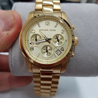Michael Kors Runway Chronograph Women's Gold Tone Stainless Steel Watch MK5055 • $124.95