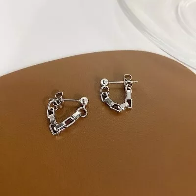 Minimalist Kpop Small Stainless Steel Chain Stud Earrings 2.5cm • $6.99