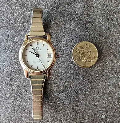 Omega Seamaster 22mm Vintage Ladies's Quartz Date Wrist Watch - Gold Plated. • $300