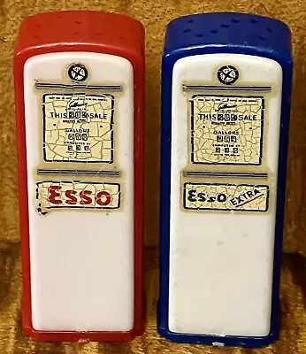 Vtg ESSO GAS PUMP SALT & PEPPER Shakers Forest Hills NY Ausco MO 1950's Plastic • $12.35
