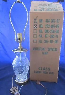 WATERFORD CRYSTAL Glass & Brass Lamp Ginger Jar Urn 23  202-407-09 EXCELLENT BOX • $299.95