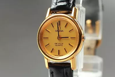 【NEAR MINT】 Vintage Omega DeVille Gold Dial Push Crown Qz Women's Watch... • $336.28