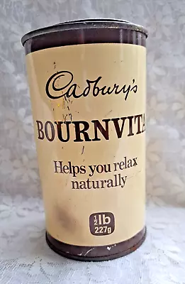 Cadbury's Bournvita 1/2lb EMPTY Round Metal Tin Vintage Food Kitchenalia Advert • £60