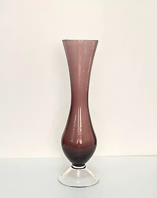 Stunning Tall Bottle Shape Purple Flower Vase Home Decor 23 Cm INVGC (D 59) • £4.99