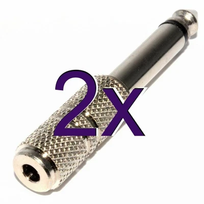 £3.21 • Buy [2 Pack] 3.5mm Stereo Socket To 6.35mm 1/4 Inch Mono Jack Plug Adapter [003440]
