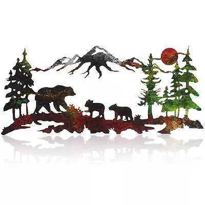 Hanging Wall Art Decor Metal Home Decoration Forest Mountain Bear Outdoor Indoor • $22.53