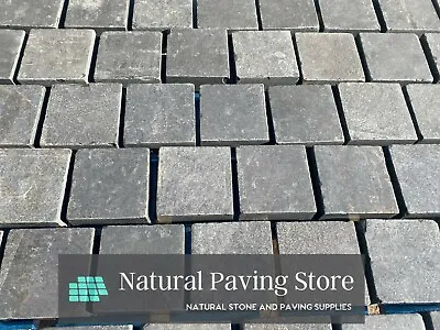 Black Limestone Cobble Setts Patio Paving | 100x100x40mm | Sawn Edge • £5