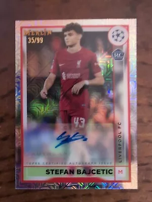 2022-23 Topps Merlin Chrome Stefan Bajcetic RC Rookie Auto Mojo Refractor /199 • $45