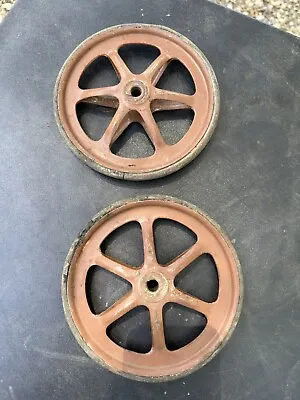 Vintage Metal Rim Rubber Tires 6” Cart Wagon Stroller Tires Spiked Wheels 2 Tire • $75