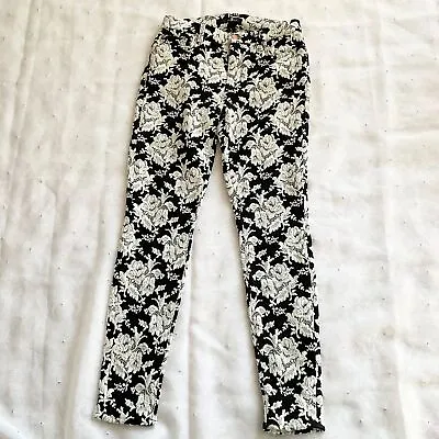 7 For All Man Kind Black White Embroidery 2d Floral Pants Trousers SZ30 • $41