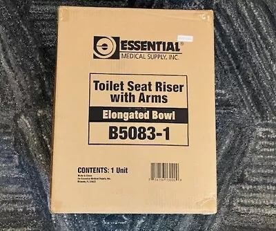 Essential Medical Supply Toliet Seat Riser With Arms Elongated Bowl New B5083-1 • $44.99