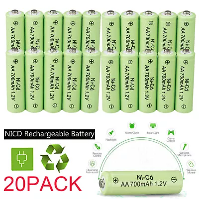 20 PACK Ni-CD AA 700mAh 1.2V Rechargeable NiCD Batteries For Solar Lights Lamp • $13.49