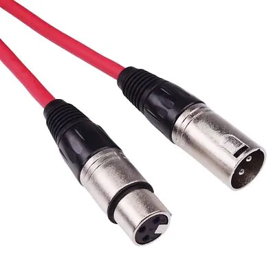 Red 50cm XLR Patch Lead Male To Female Microphone Mic Cable • £3.49