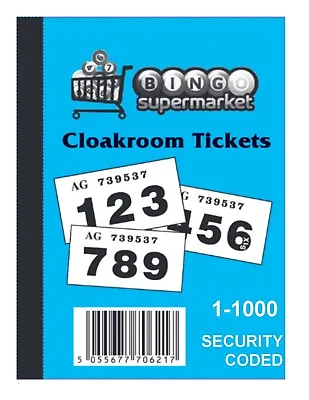 Raffle Cloakroom Tickets 1000 Books Tombola Draw BIngosupermarket Brand Numbered • £18