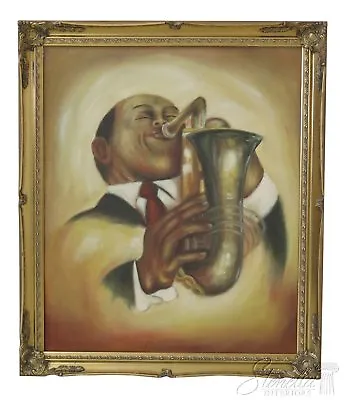 LF46484EC: Saxophone Musician Framed Oil Painting On Canvas • $395