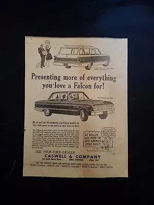 Vintage Automobile Newspaper Ad 1962 Ford Falcon Ad Peanuts Character  • $8