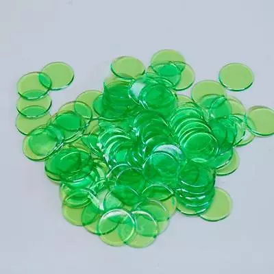 Plastic Non Magnetic Bingo Chips 7/8  Size Bags Of 100 Color Light Green • $5.99