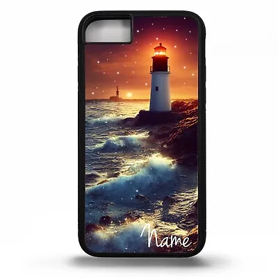 £9.98 • Buy Lighthouse Beach Sea Ocean Sunset Stars Waves Personalised Name Phone Case Cover