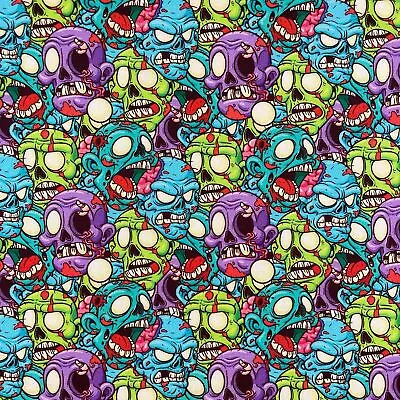 100% Cotton Digital Fabric Living Dead Zombie Halloween 140cm Wide • £4.25