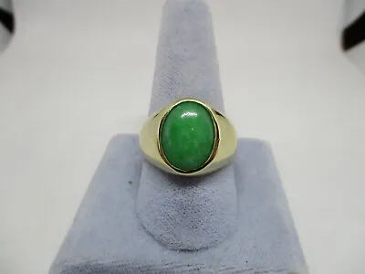 Vintage 14K Gold Green Jade Ring Mens Size 10.75   - 88182 • $1650