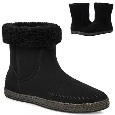 Nwob Womens Size 11 Black Ugg Ailish Cuffable Suede Moccasin Style Boots 1123666 • $84.96