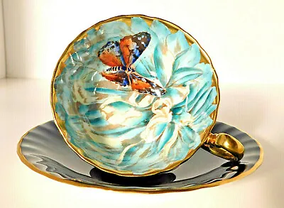 £1711.58 • Buy Stunning Aynsley Butterfly Chrysanthemum Cobalt Blue Cup & Saucer Mint VERY RARE