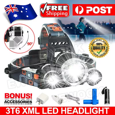 100000lm Rechargeable Headlamp 3t6 Xml Led Headlight Head Torch Flashlight • $17.85