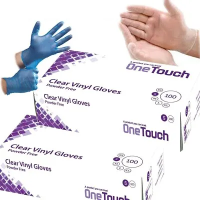  Disposable Powder Free Clear & Blue Vinyl Gloves Food Medical Surgical  • £21.99