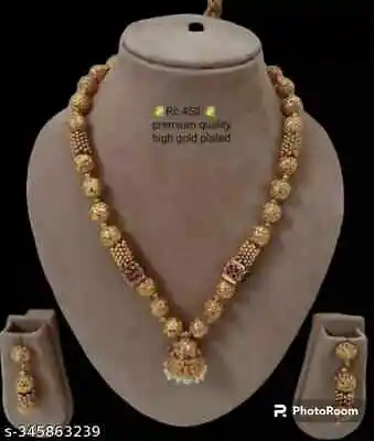 Indian Gold Plated Bollywood Wedding Ethnic Necklace Earrings Temple Jewelry Set • $20.66