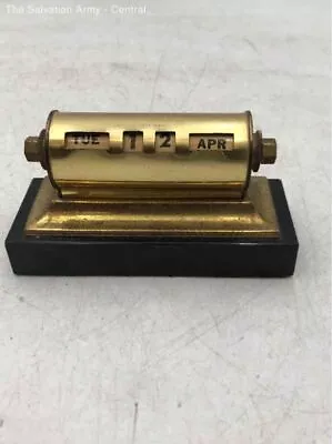 Vintage Park Sherman Gold Brass Rolling Day Date Desk Top Calendar • $9.99