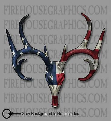 $5.99 • Buy White Tail Deer Buck Skull American Flag Sticker Decal 