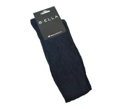 B. Ella Ladies Wool Cashmere Blend Crew Socks Emerson Cable Knit Navy - NEW • $18