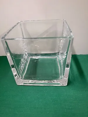 £14.83 • Buy Vase Clear Glass Block Cube Square Heavy 5 X5 X5 