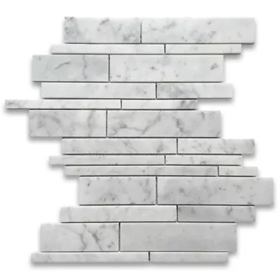 C78XP Carrara White Random Strip Modern Brick Mosaic Tile Polished Marble • $15.99