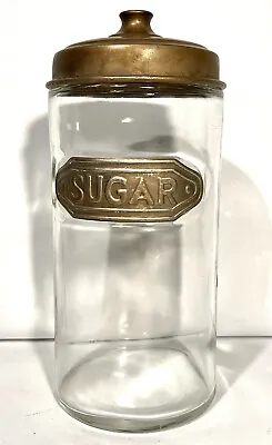 Vintage Clear Glass With Metal Lid Sugar Canister Storage Jar 8” X 4.25  • $24