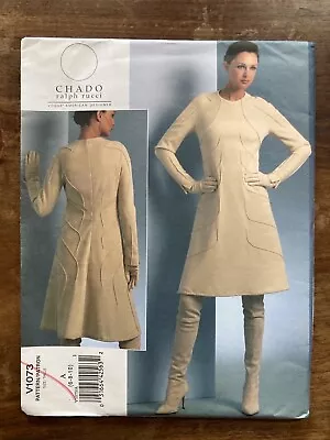 Vogue Pattern V1073 Chado Ralph Rucci Womens Dress Pintucks 1073 MODEST 6 8 10 • $44.99