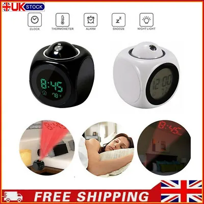 LED Projection Alarm Clock Digital LCD Display Voice Talking Weather Snooze USB • £12.35