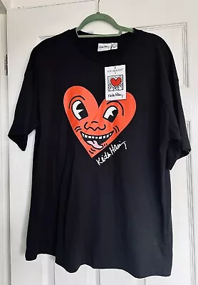 Keith Haring Black T-Shirt Heart Size M Brand New • £19.99