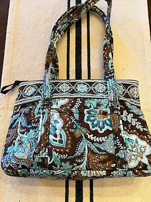 Vera Bradley Java Blue Tote Bag Large Zippered Quilted Purse • $19.99