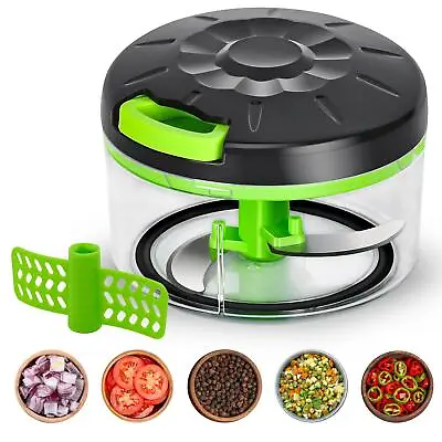 Hand Food Chopper With Pull String Chopper Multiuse Mixer Blender Food Processor • £9.49